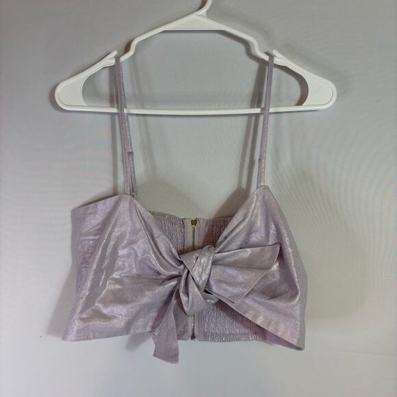NWT Jason Wu Lavender Shimmer Crop Tie Front Bustier Top Size XL CC0555 - Picture 1 of 7